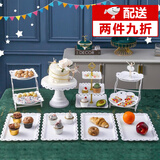 凌云鹤甜品台 展示架蛋糕架子点心盘茶歇摆台下午茶托盘派对摆盘塑料 【1个装】圆形欧式托盘双层款 1套