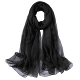 名格雅顿春季纯色防晒丝巾海边沙滩巾长款春秋披肩女纱巾围巾秋春季大雪纺 黑色 150*100cm
