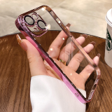 玄皇 【自带镜头膜】苹果15手机壳iphone15promax防摔高端透明新款超薄全包男硬壳简约女生 苹果15【粉色】久不发黄+防爆镜头膜+膜