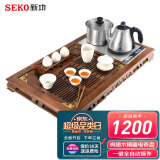 新功（SEKO）鸡翅木茶盘套装功夫茶具套装遥控上水茶盘自动上水烧水壶茶台 F64 配W38智能电茶炉（无茶具）