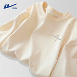 回力（Warrior）纯棉t恤男夏季新款重磅运动上衣男士潮流短袖宽松体恤 浅米 L