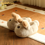 巴拉巴拉男童棉拖鞋小熊可爱女童室内防滑宝宝保暖加绒毛拖鞋2025冬季新款 卡其色 23 内长15cm (150)适合脚长14cm