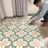 PVC地板贴自粘防滑耐磨地板革石塑胶仿瓷砖厨房阳台地贴地垫翻新 小方块3320 30x30cm/每件1片的价格