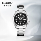 精工（SEIKO）手表 新盾牌5号系列10巴防水钢带黑盘机械男表 SRPE55K1生日礼物