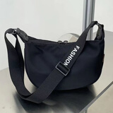 XZAN包 男 随身商务防水牛津布大容量饺子包斜挎包女小众2024款百搭休 黑色小号