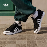adidas NIZZA休闲复古篮球风帆布鞋男女阿迪达斯官方三叶草 一号黑/白     40.5