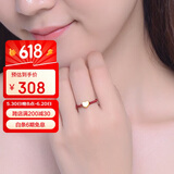 蒂蔻（Tico）爱心形黄金戒指女3D硬足金转运珠编织红绳指环送女友生日礼物