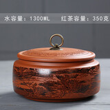 正扬 紫砂茶叶罐 陶瓷 大号密封普洱醒茶罐茶叶茶饼包装罐茶盒罐子 紫砂茶叶罐-坛罐红-清明上河图 350克