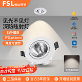 FSL佛山照明LED射灯天花灯COB灯珠角度可调公司商业背景墙展厅射灯打光防眩射灯3W开孔55mm 暖白(4000K)