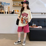 迪士尼（Disney）女童夏季短袖短裤运动休闲套装中大童时髦洋气夏款儿童韩版夏装潮 图片色 160 （建议身高145-155CM）
