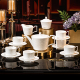 NINE CRANES景德镇陶瓷咖啡杯具套装欧式茶具乔迁送礼浮雕下午茶具整套家用 6杯6碟15件套装【高档锦盒装】