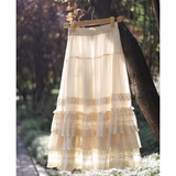 罗袖动香【玫瑰故事】明制绣花长衫内搭半裙国风日常汉服 米色 人棉 蛋糕裙 M