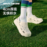 Skechers斯凯奇女鞋洞洞鞋春夏季泡泡鞋外穿半拖凉鞋一脚蹬拖鞋 【厚底】白色/WHT 36