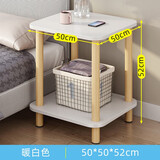 百目源沙发边几双层储物实木边柜家用简约客厅小方桌小户型茶几桌子角几 雪花白双层实木腿【50*50*52】