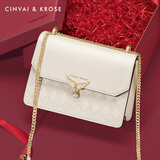 CinvaiKrose包包女包2025新款轻奢单肩包女士斜挎包小方包圣诞节礼物送女友 米白色-礼盒生日礼物送女友