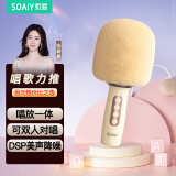 索爱（soaiy）MC73蓝牙无线麦克风电视K歌话筒音响音箱一体麦克风手机直播家用KTV麦克风话筒 油彩白