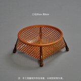 竹雪明|手工竹编水果篮中式复古圆形家用收纳筐零食点心篮茶点盒茶杯篓 大号