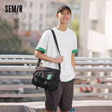 森马（Semir）斜挎包男工装背包大容量帆布包情侣邮差包105324153212