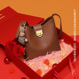 viney牛皮包包女包品牌水桶包轻奢单肩斜挎包生日母亲节礼物实用送妈妈