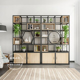 建唐（JianTang） 铁艺置物架实木多层落地客厅屏风办公室展示架餐厅装饰隔断架子 支持定制（请联系客服）