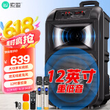 索爱（soaiy）12吋广场舞音响大功率便携式户外重低音蓝牙k歌专用大音量移动拉杆音箱室外演出设备双话筒SA-T25