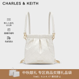 CHARLES&KEITH迷你菱格流浪包单肩斜挎双肩包包女包生日中秋礼物CK2-60782390 Cream奶白色 S