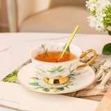 心饰园茶花仙子骨瓷咖啡杯套装咖啡杯子欧式陶瓷杯碟创意英式下午茶杯 茶花一杯碟（蓝色礼盒装 ） 心饰园