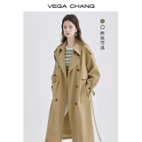 VEGA CHANG风衣女中长款2025春秋季新款韩版收腰经典时尚外套ins潮 鹭茶色 L