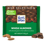 瑞特滋（RITTER SPORT）德国进口榛子果仁牛奶巧克力黑巧克力糖果喜糖纯可可脂休闲零食 扁桃仁牛奶巧克力袋装100g