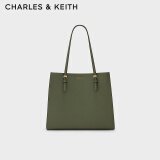 CHARLES&KEITH质感纯色大容量手提包托特包包女包女士生日礼物CK2-30781650-6 Olive橄榄绿色 XL