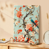 好久不见花卉喜鹊diy数字油画中国风手绘填充丙烯画填色油彩画
