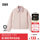 森马（Semir）棉服女灯芯绒翻领菱形格复古2024冬三防宽松轻薄棉衣109724112007