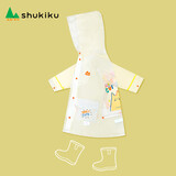 SHUKIKU儿童雨衣幼儿园小学生防霉亲肤雨衣户外雨披透明款黄色猫咪S码