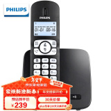 飞利浦（PHILIPS）无绳电话机 无线座机 子母机 办公家用 屏幕白色背光 全新升级 DCTG1861G 黑色