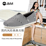 快乐玛丽（J&M）帆布鞋女士单鞋2026春季新款休闲鞋舒适轻便平底布鞋一脚蹬女鞋 黑色 37 235mm