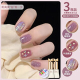 蜜糖小姐冰透裸色晶石猫眼指甲油胶2025年新款显白三色套装全套美甲店专用 碎钻葡萄紫+半透藕紫+极光玻璃纸 无规格