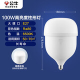 公牛（BULL）LED灯泡高亮柱形灯厂房车间商超食堂 100W球泡白光6500KE27螺口