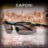 CAPONI开车钓鱼眼镜偏光镜男士日夜两用变色太阳镜防紫外线驾驶墨镜8033 雅典黑-日夜两用可变色【3218】