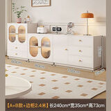 梦依旧奶油风餐边柜法式简约碗柜茶水柜家用客厅收纳柜子靠墙储物柜 A+B+边柜组合2.4m
