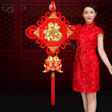 吉善堂中国结挂件新年春节年货婚庆乔迁礼品电视背景墙饰挂饰新居装饰品 30#富贵福挂鱼