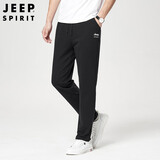 JEEP SPIRIT吉普休闲裤男运动卫裤男士裤子春男裤直筒宽松长裤 黑色 2XL