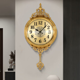 凯恩斯（KAIENSI） 挂钟客厅钟表欧式轻奢挂表创意时尚北欧简约金属时钟家用石英钟 H231A 铜本色 轻奢款