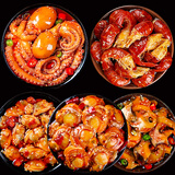 海进士麻辣海螺肉海鲜罐头熟食即食爆头八爪鱼罐装鲍螺肉香辣老婆脚零食 八爪鱼+龙虾尾+扇贝+蛤蜊+海螺