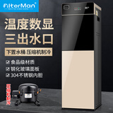 FILTERMAN饮水机压缩机制冷下置水桶立式冰温热三出水带防烫锁家用智能茶吧 金色 新款双门数显W1918 压缩机制冷三出水下置水桶