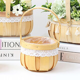 恰好时光手工木片编织手提花篮干花鲜花插花花艺摆拍居家收纳篮小南瓜款