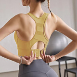 欧凯茜高强度运动内衣女一片式薄罩杯跑步健身瑜伽背心背扣文胸防震bra 芥末黄 3XL