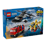 乐高（LEGO）积木城市组60462 直升机消防车与潜艇套装男女孩儿童玩具生日礼物