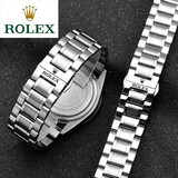 劳力士表带钢带原装蝴蝶扣男水鬼迪通拿日志实心精钢不锈钢手表链 银色 20mm接口宽度