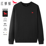 红蜻蜓（RED DRAGONFLY）卫衣男时尚休闲舒适百搭专版刺绣圆领上衣长袖打底衫 黑色 XL 