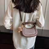 锋上新款小众设计包时尚复古手提马鞍包高级感百搭女士单肩包斜挎包 【棕色】